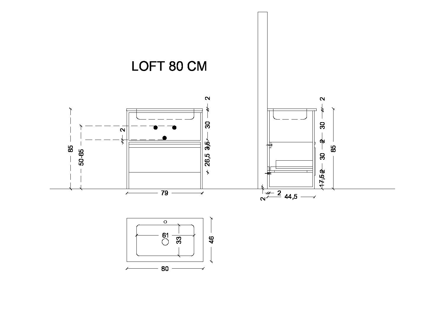 Тумба под консоль 80 см ArmadiArt Loft 894-080-A