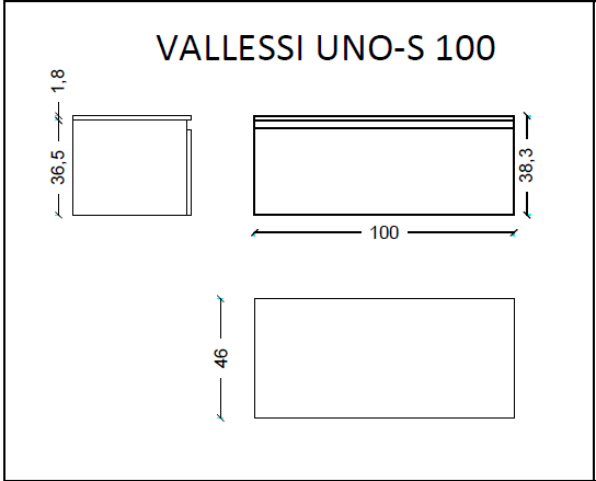 Тумба под столешницу 100 см ArmadiArt Vallessi Uno-S 897-100-A glossy