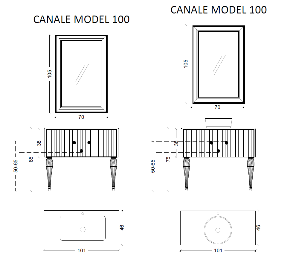 Тумба под раковину 100 см ArmadiArt Vallessi Avantgarde Canale 843-100-BG