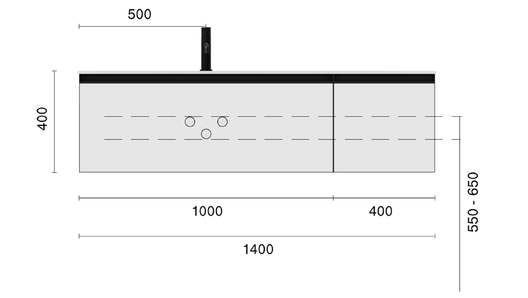 Тумба под раковину 140 см ArmadiArt Quatro 2 790-M2-140-CM-MG