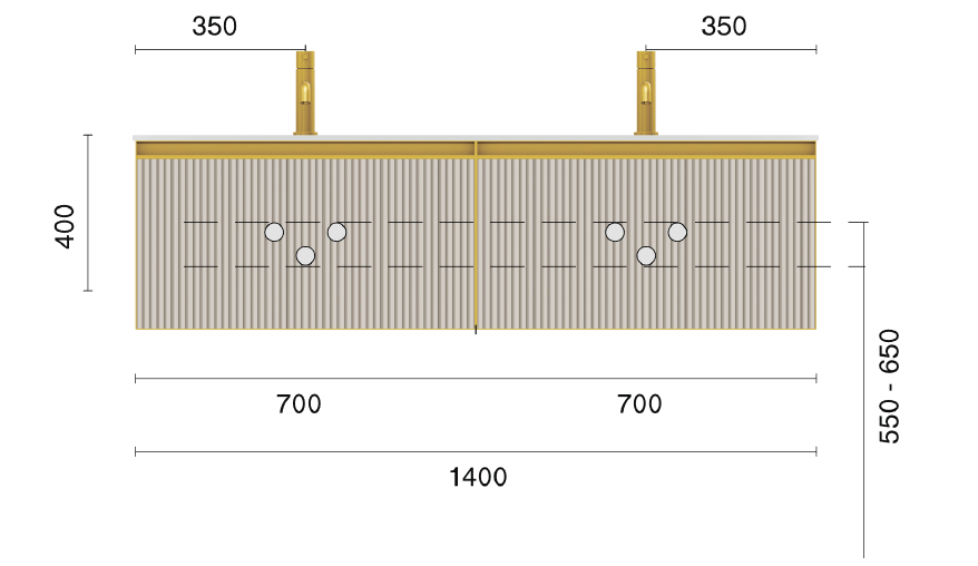 Тумба под раковину 140 см ArmadiArt Quatro 2 790-M2-140(70+70)-T-A