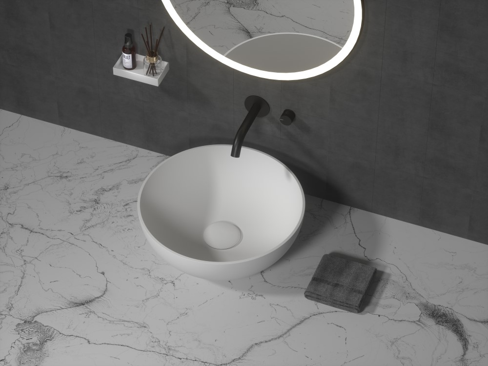 Раковина накладная Ø39 см ArmadiArt Corian Slim 879-39