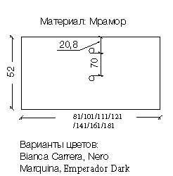 Столешница мрамор 81см Bianca Carrera под LV-6 чашу 857-081-BC
