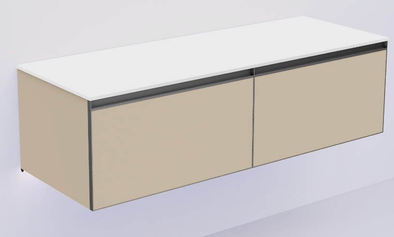 QUATRO 2 140см (70+70) тумба DAPHNE профиль ANTHRACITE + внутр. подсв. 790-M2-140(70+70)-D-A-LED