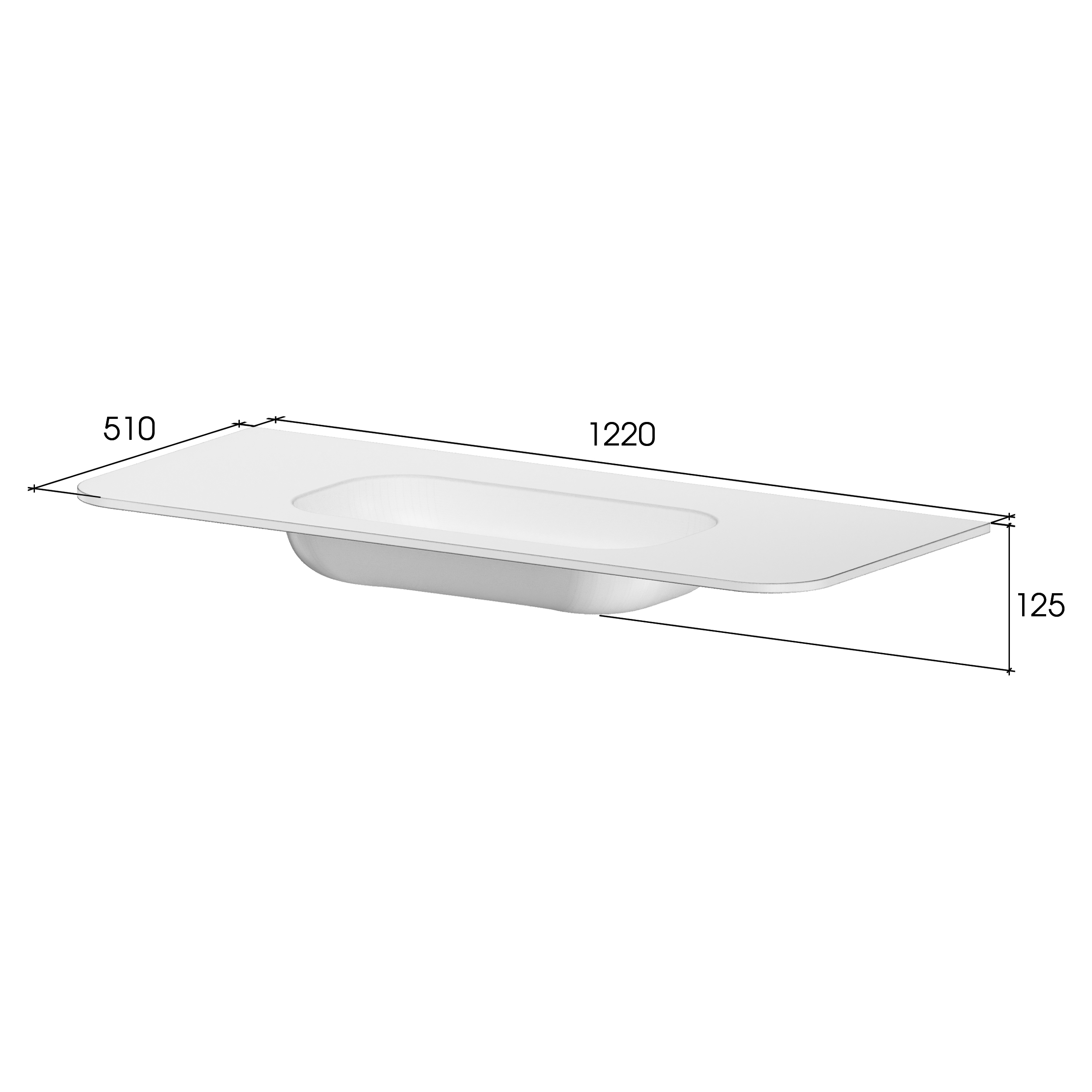 Раковина моноблок VOI 120см STONE FINISH LUNA 786-120-SF-L без отв.