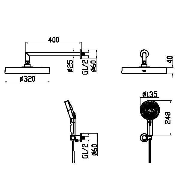 Комплект для душа Boheme Cell 427-MG/134-3-MG/625-MG
