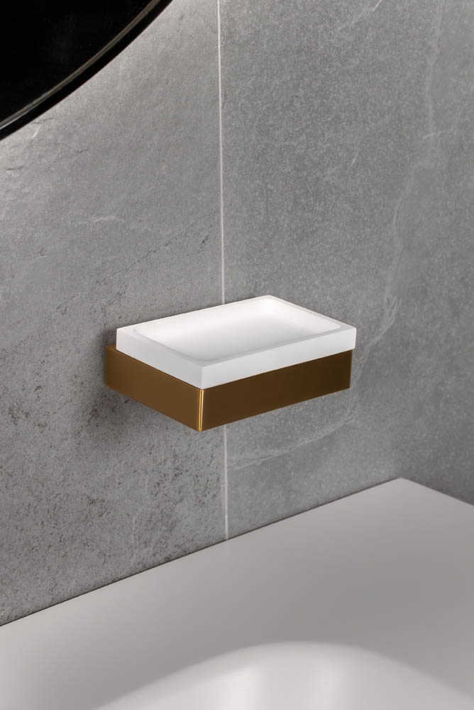 Мыльница настенная Qubic Matt Gold 10723-MG