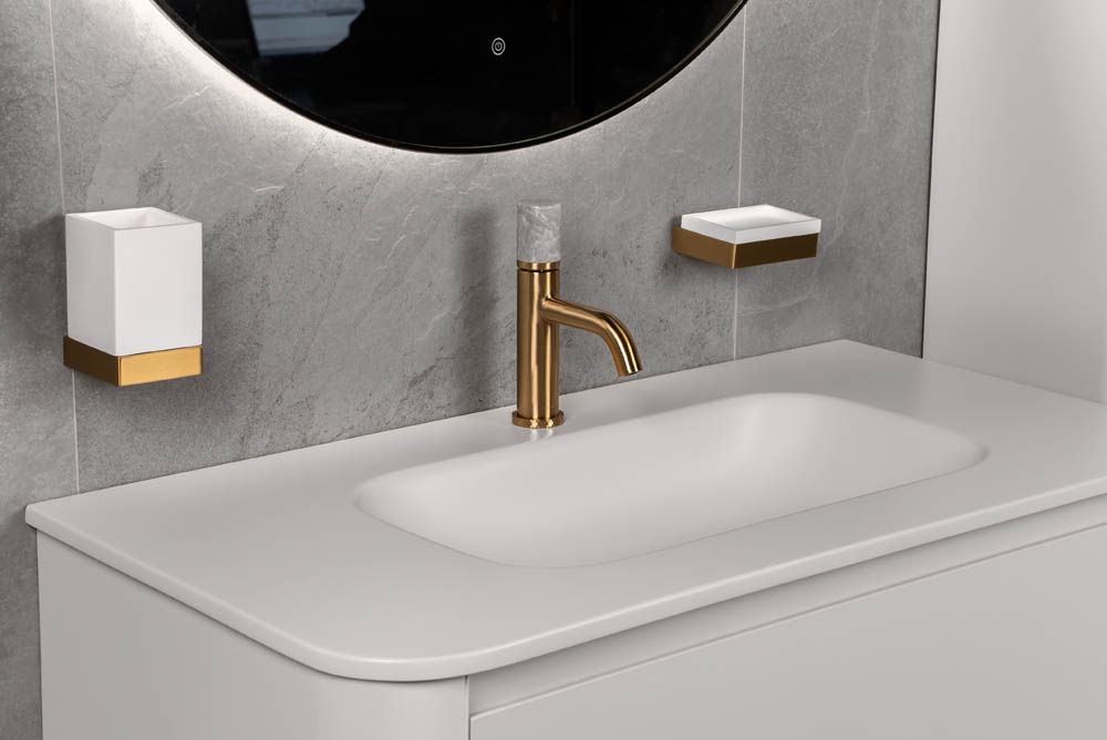 Стакан настенный Qubic Matt Gold 10724-MG