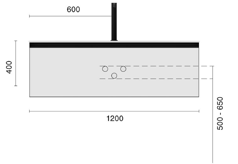 QUATRO 1 120CM тумба CASHMERE профиль MATT GOLD + внутр. подсв. 790-M1-120-CM-MG-LED