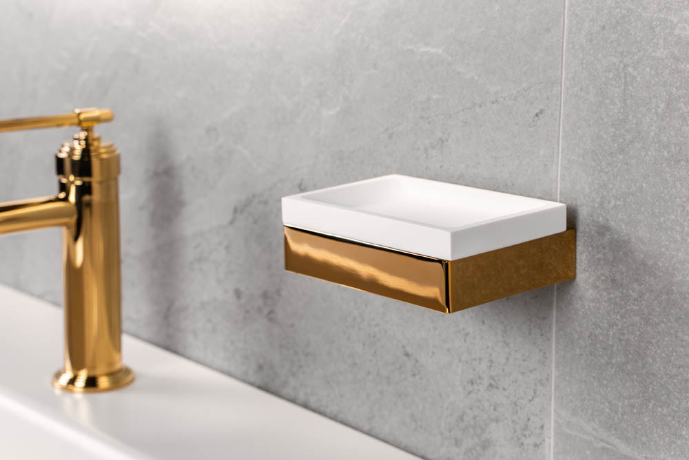 Мыльница настенная Qubic Gold 10723-G