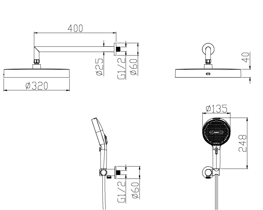 Комплект для душа Boheme Cell 427-CR/135-3-CR/625-CR