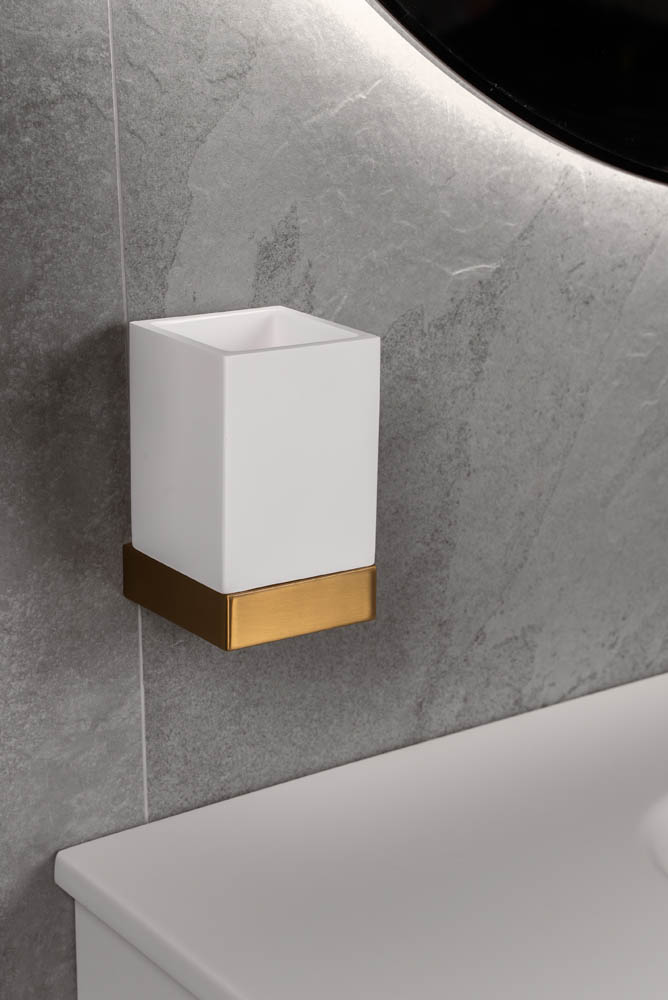 Стакан настенный Qubic Matt Gold 10724-MG