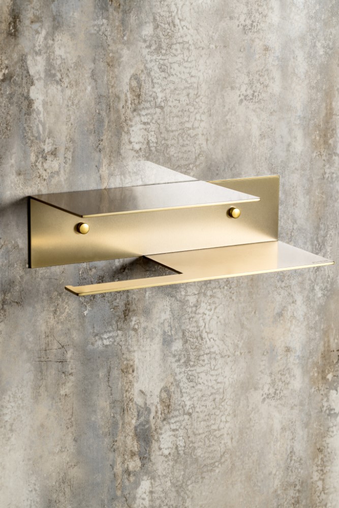 Держатель для туалетной бумаги c полкой Qubic Matt Gold 10721-2-MG