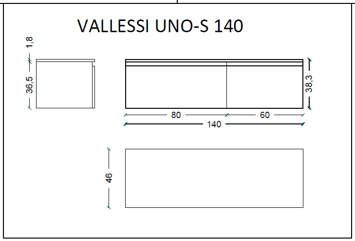 Тумба под столешницу 140 см ArmadiArt Vallessi Uno-S 897-140-A mat
