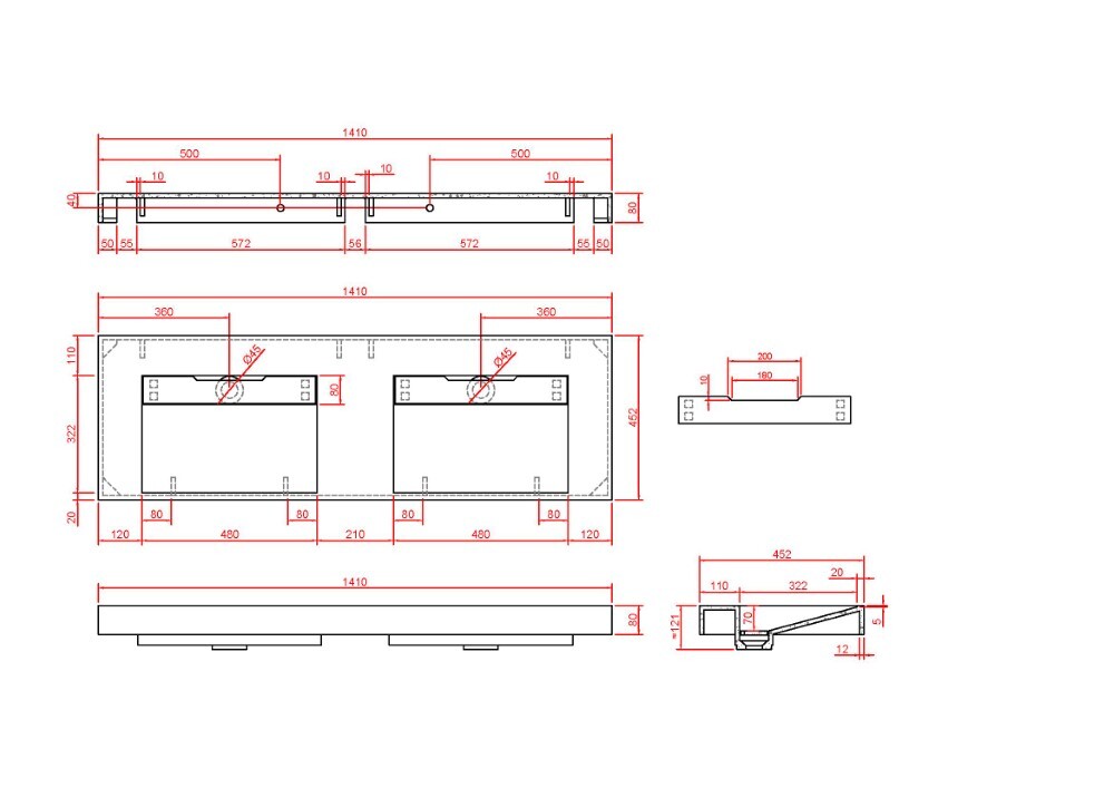 Раковина 140 см ArmadiArt Flat 859-140-2