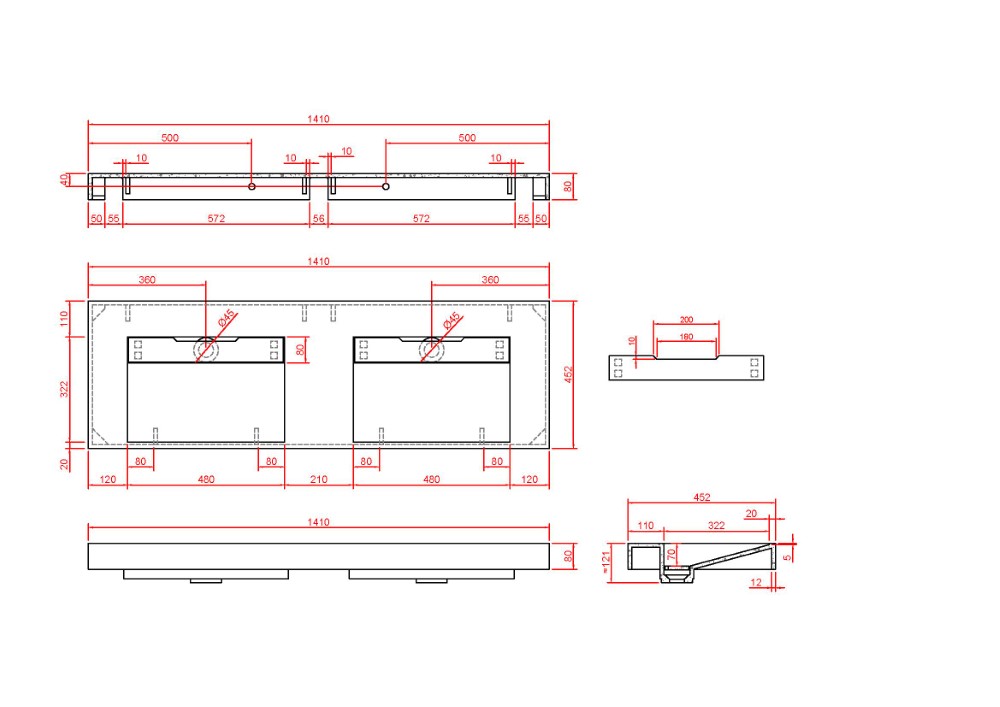 Раковина 140 см ArmadiArt Flat 859-140-CLCT