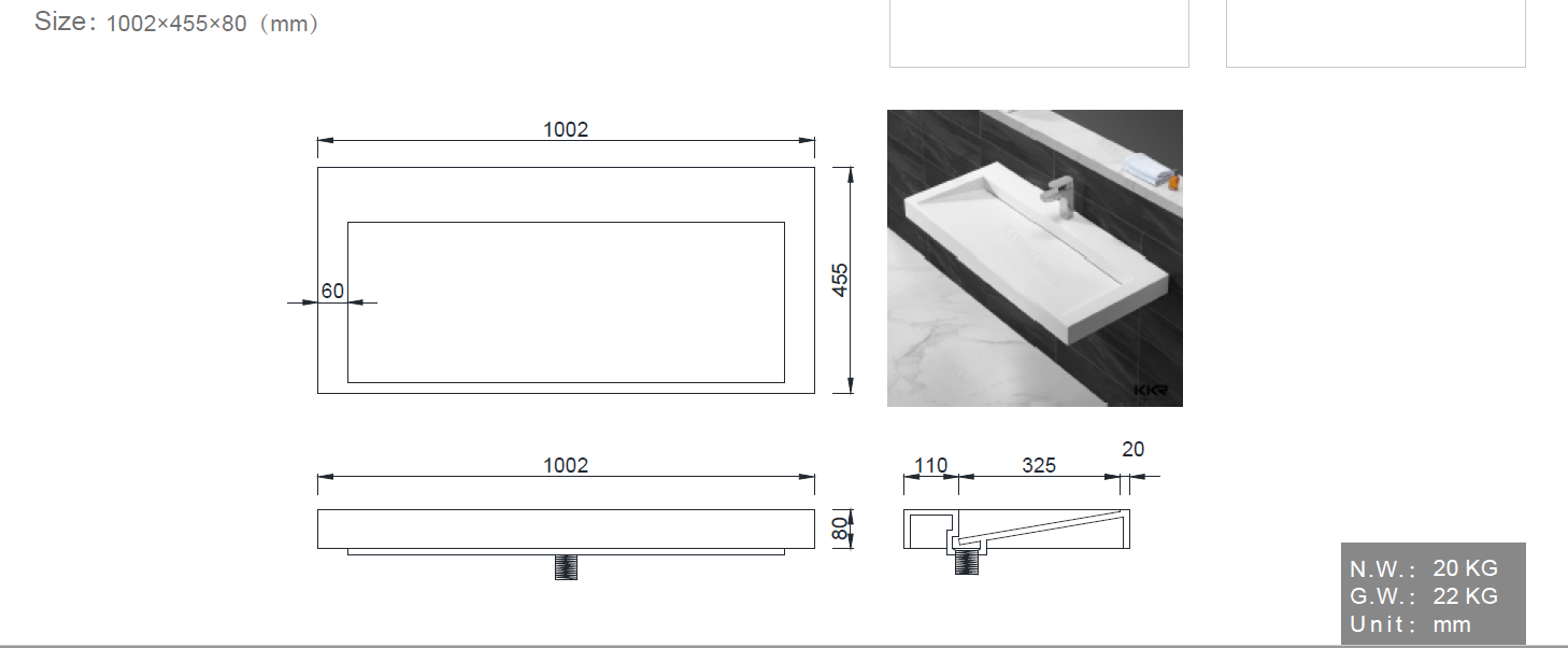 Раковина 100 см ArmadiArt Flat 859-100