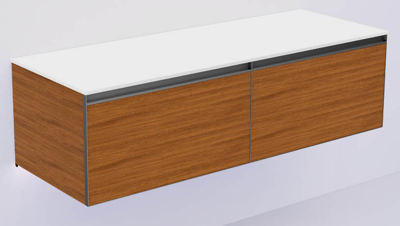QUATRO 2 140см (70+70) тумба WILLOW профиль ANTHRACITE + внутр. подсв. 790-M2-140(70+70)-W-A+L