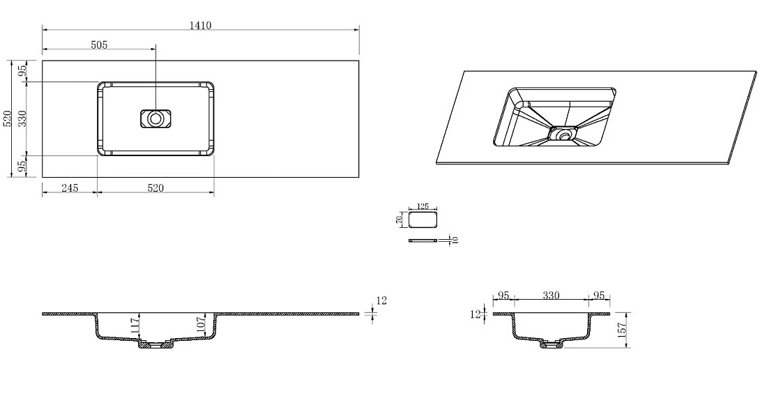 Раковина 140 см ArmadiArt Quatro 793-140-W-A