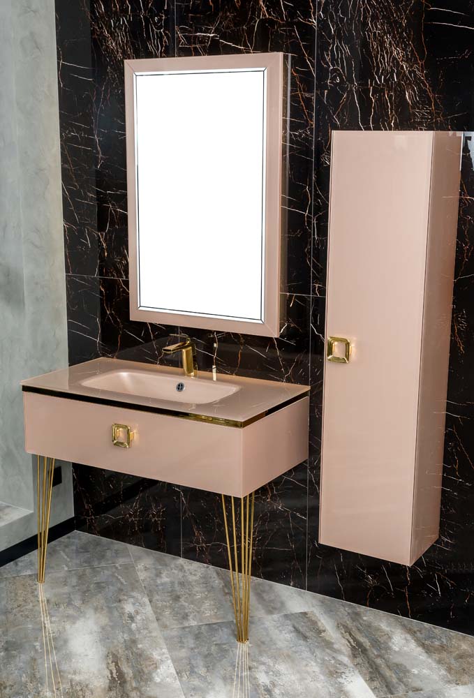 Столешница стекло 100см моноблок Пыльная Роза 852-100-Rose